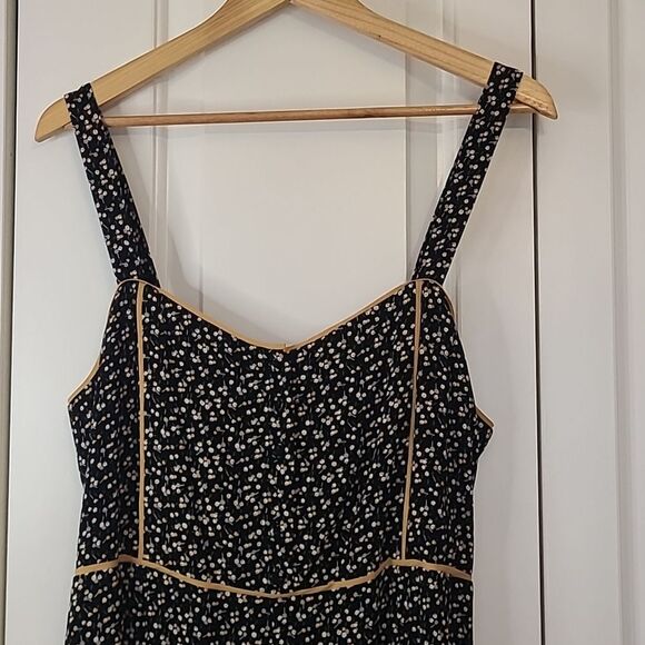 Madewell Floral Button-Front Wide Leg Jumpsuit in Playground Black Yellow Sz 12 - Picture 4 of 16